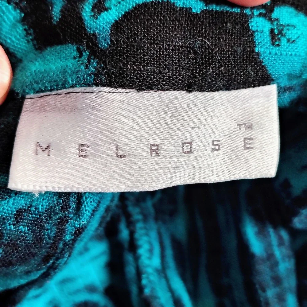 Melrose Womens SZ 7/8 9/10 Two Piece Set Teal Black  Rayon Linen Vintage